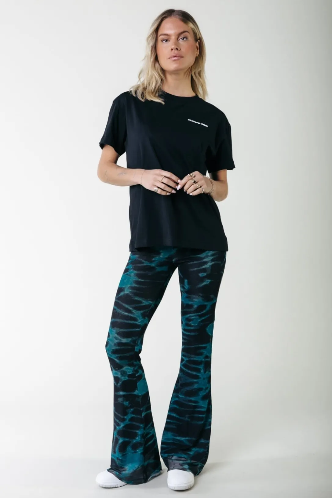 Colourful Rebel Broeken<Animal Mesh Flare Pants | Storm green