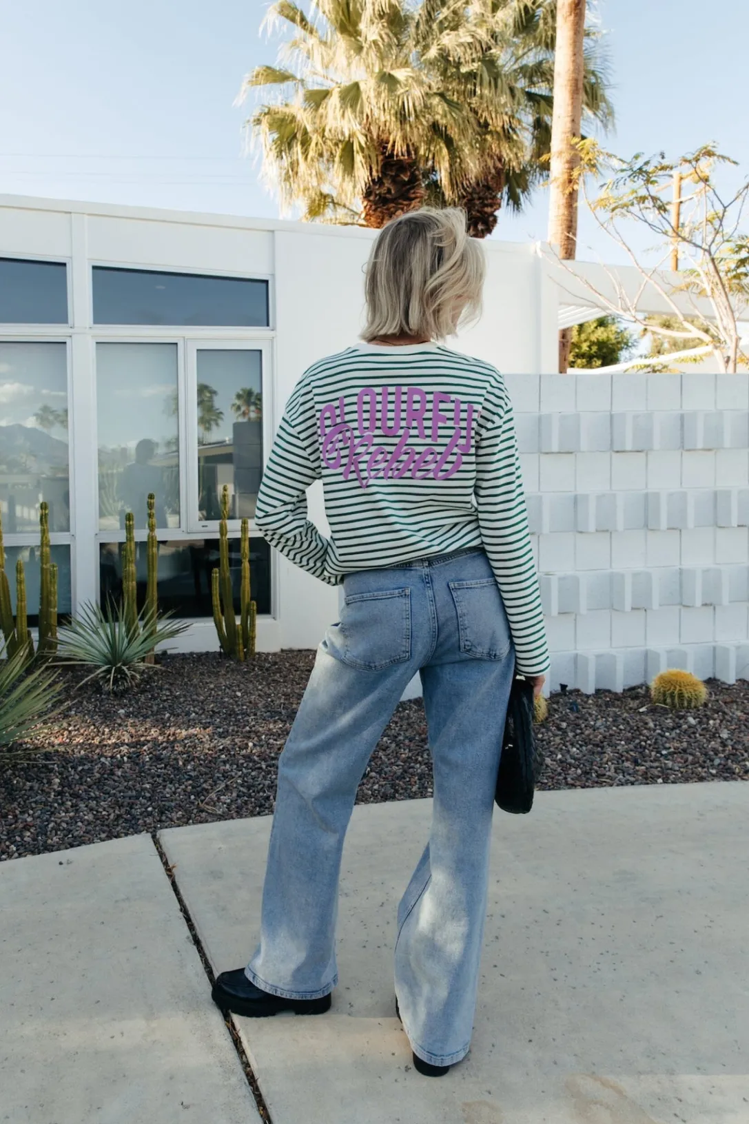 Colourful Rebel T-shirts< Logo Stripe Longsleeve | Off white