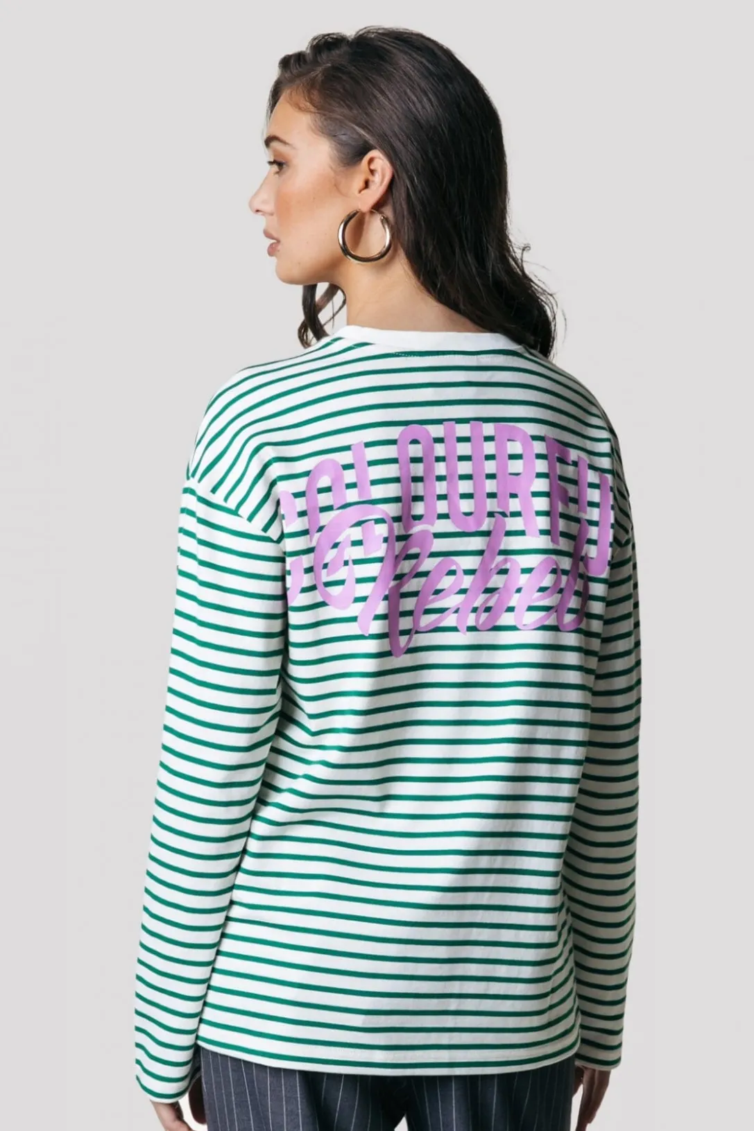 Colourful Rebel T-shirts< Logo Stripe Longsleeve | Off white