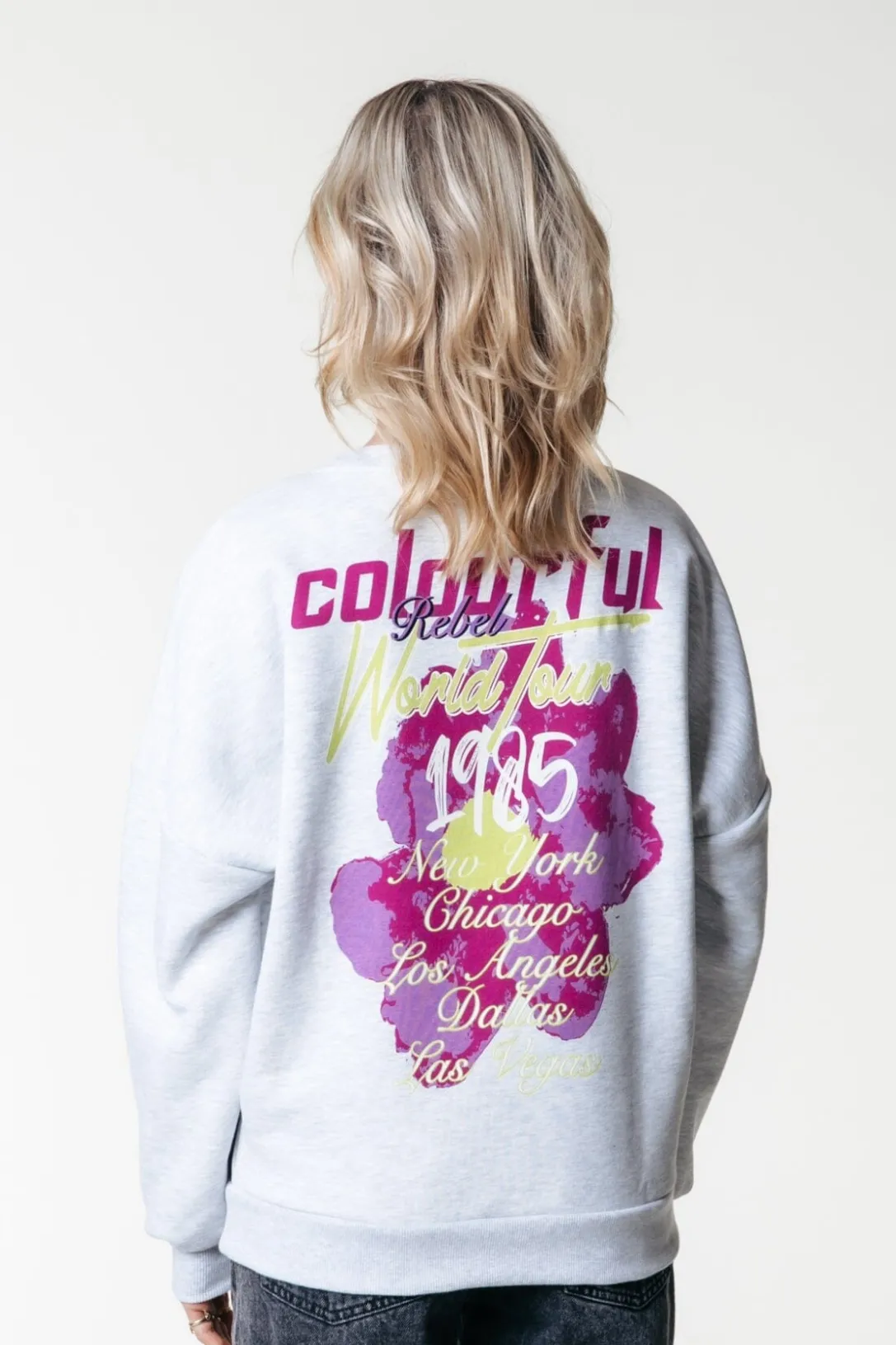 Colourful Rebel Truien<Flower World Tour Sweat | Light grey melange