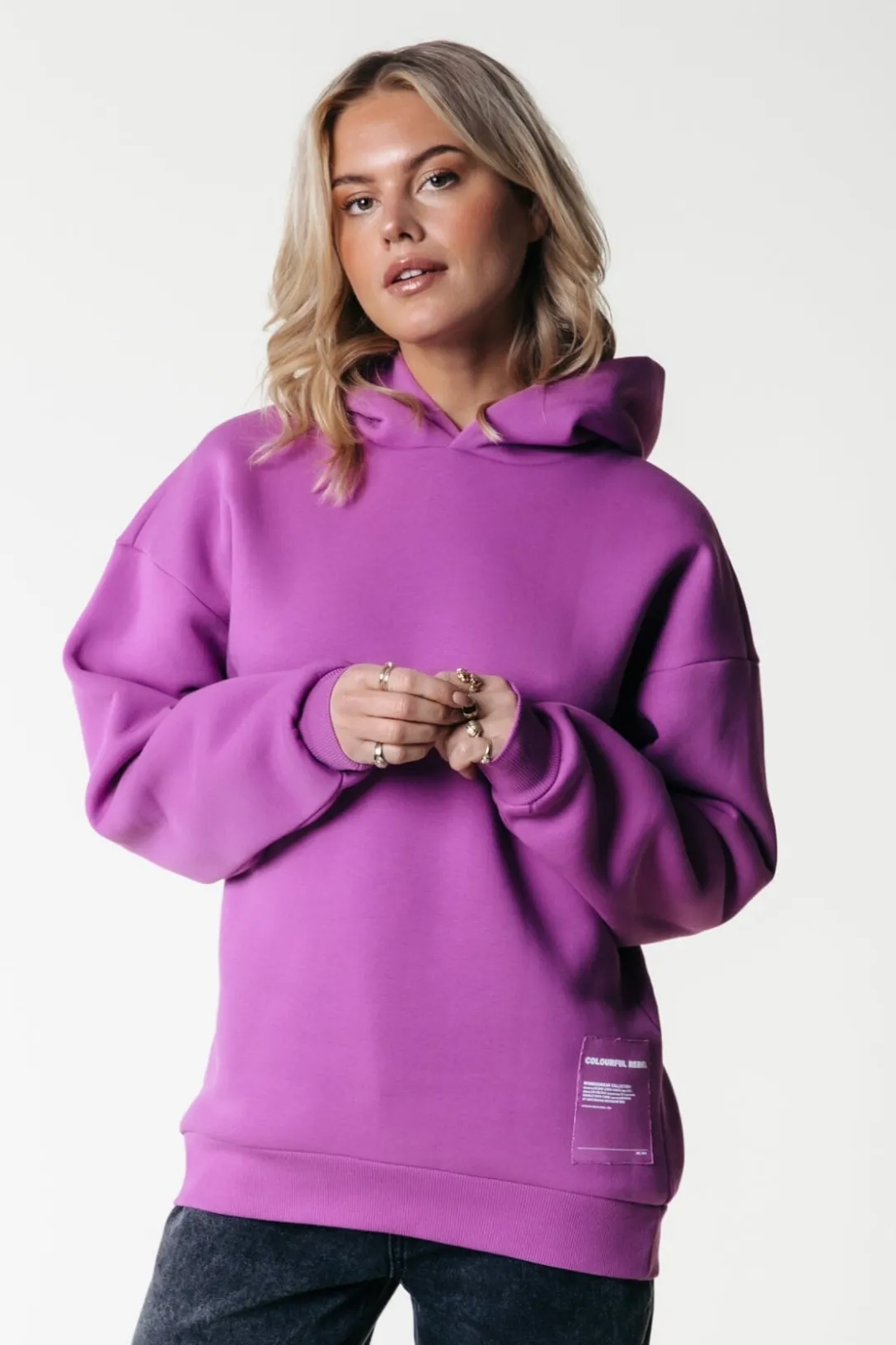 Colourful Rebel Hoodies<Label Hoodie | Violet Pink