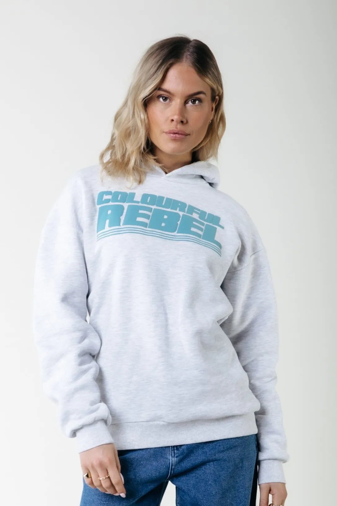 Colourful Rebel Hoodies<Puff Logo Hoodie | Light grey melange