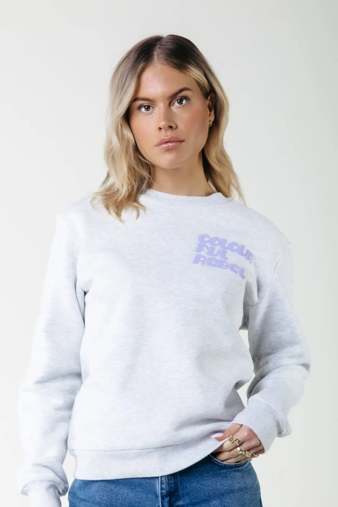 Colourful Rebel Truien<Puff Logo Sweat | Light grey melange