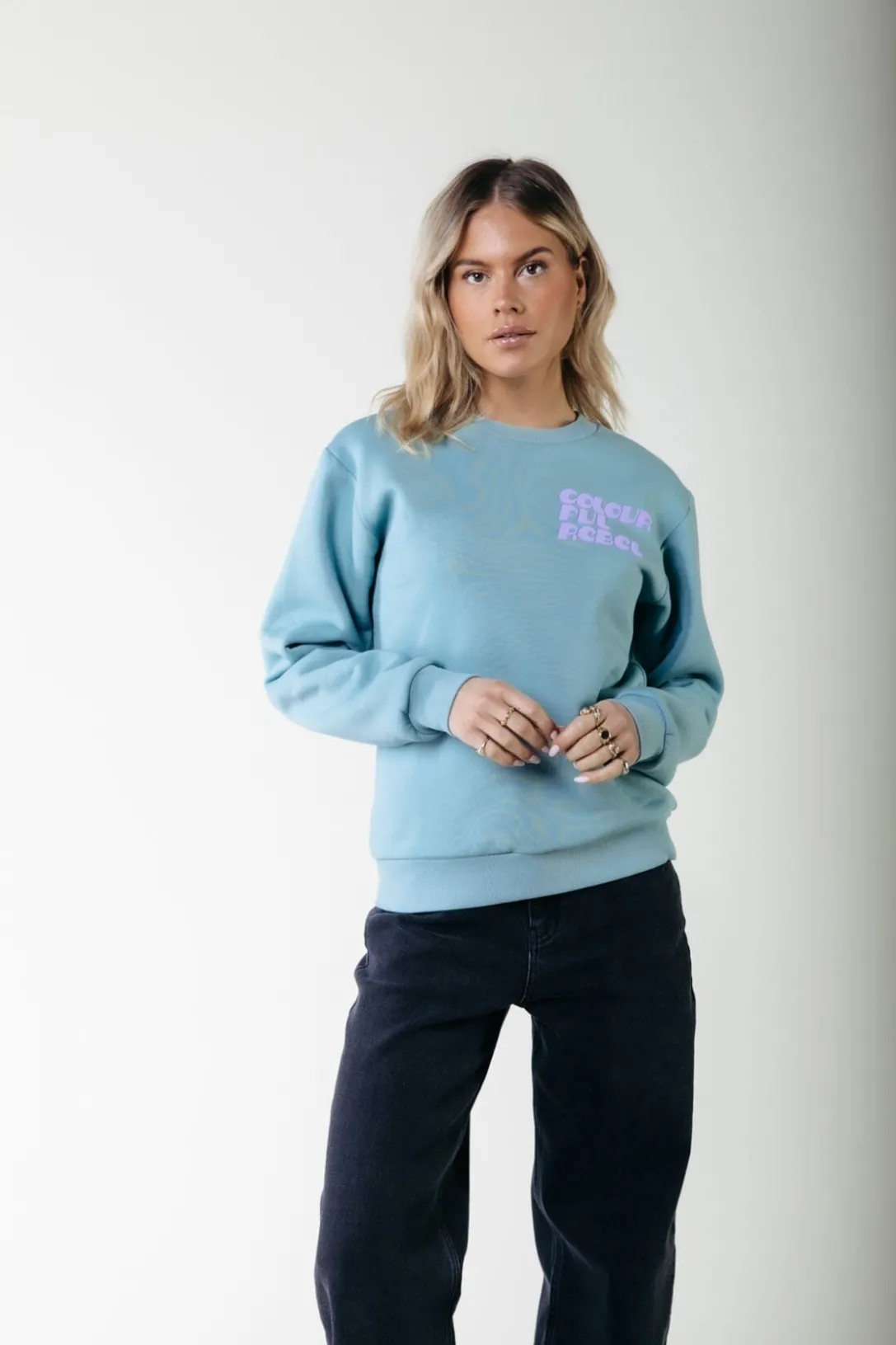 Colourful Rebel Truien<Puff Logo Sweat | Mineral blue