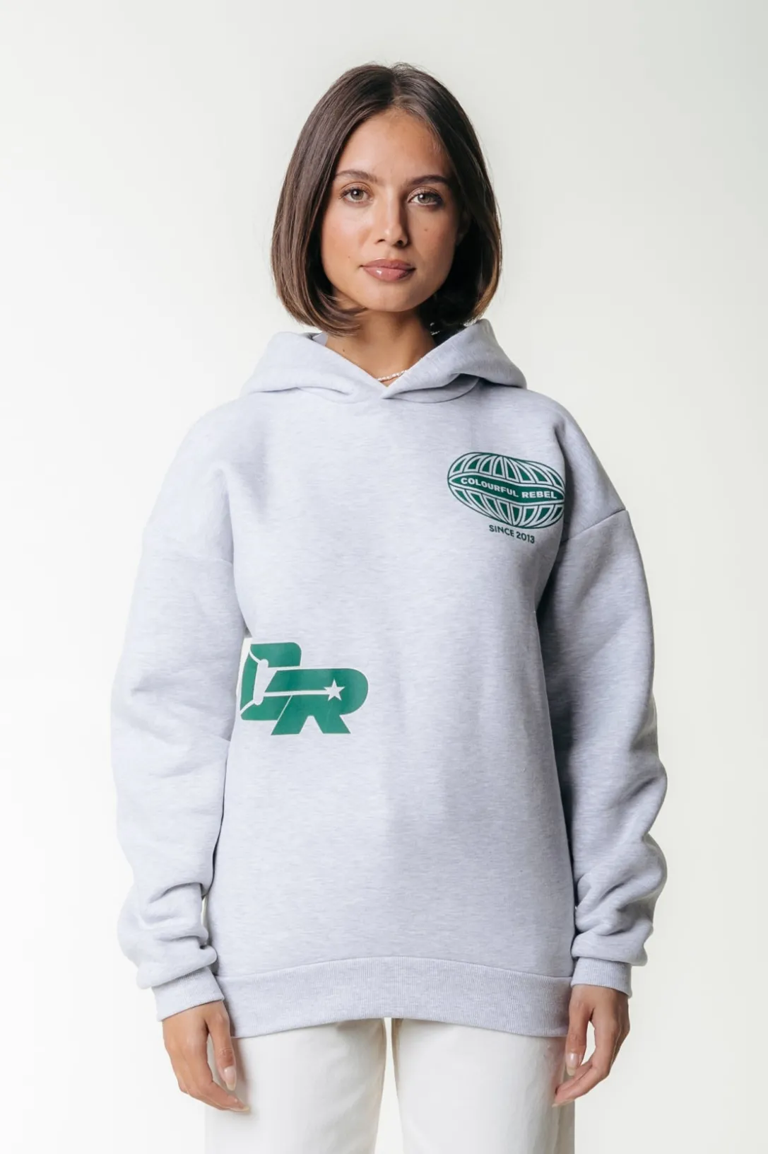 Colourful Rebel Hoodies<Racer Logo Hoodie | Light grey melange