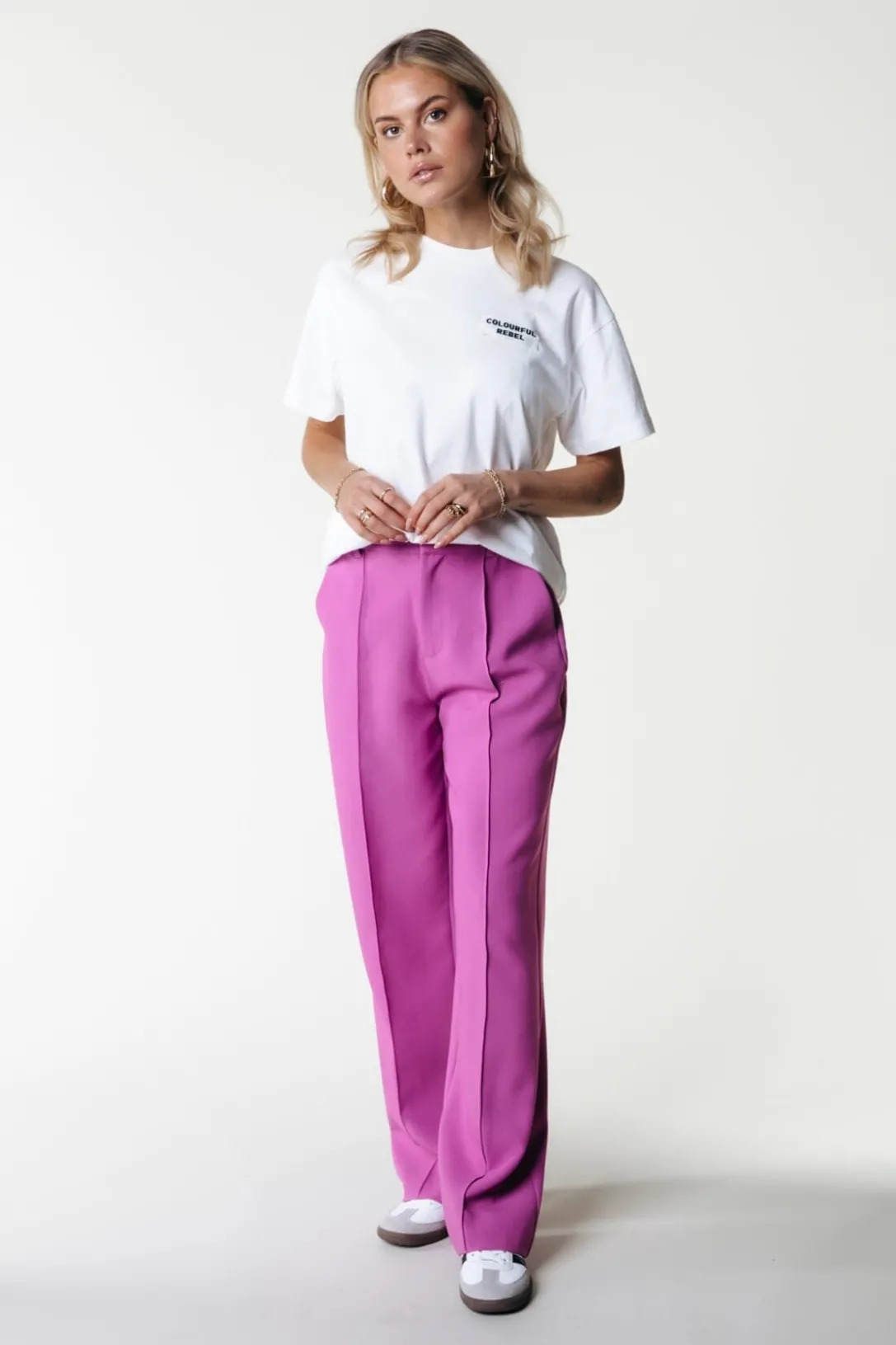 Colourful Rebel Broeken<Rus Straight Pants | Violet Pink