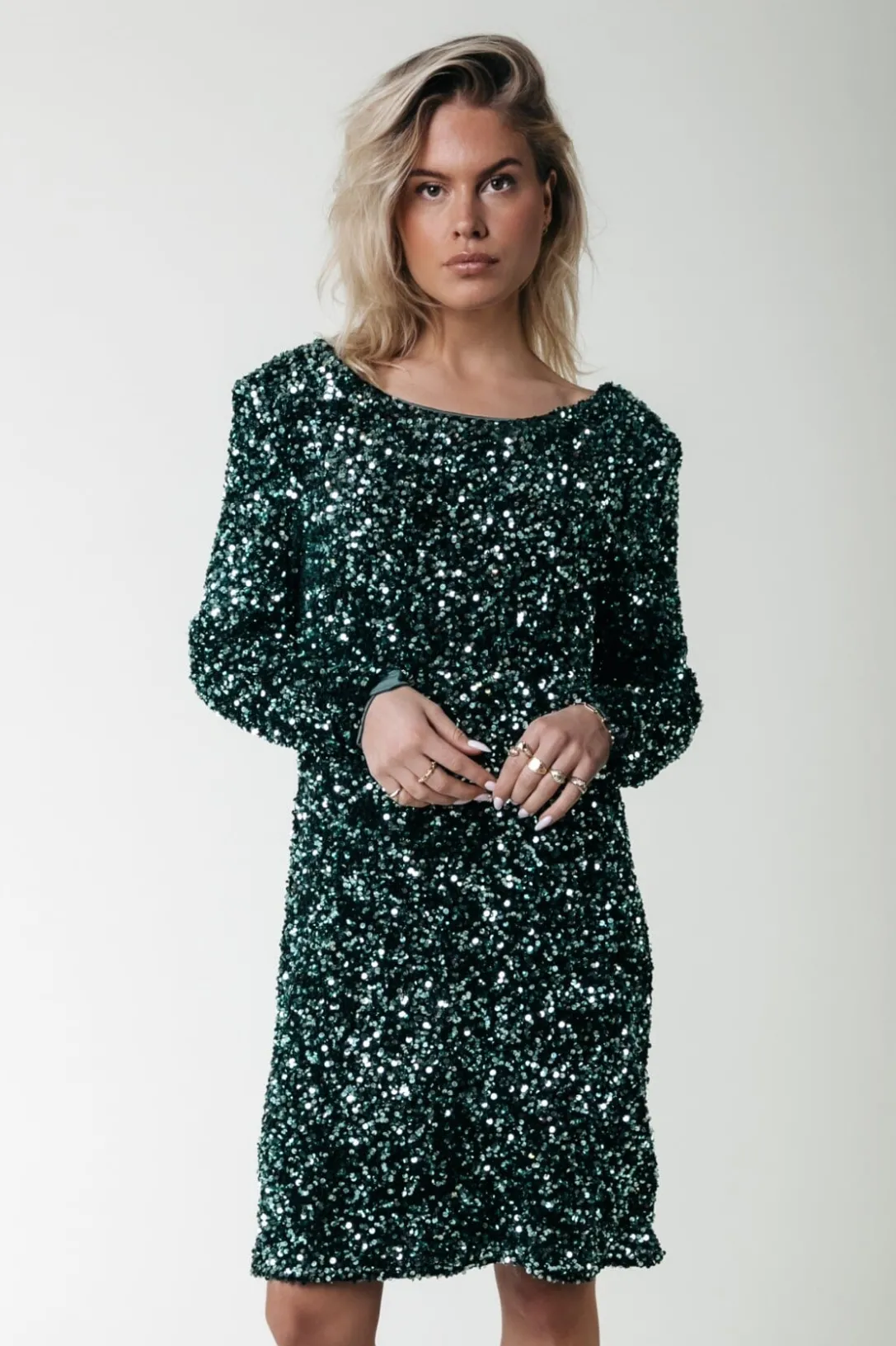 Colourful Rebel Jurken<Tina Sequins Dress | Scarab green