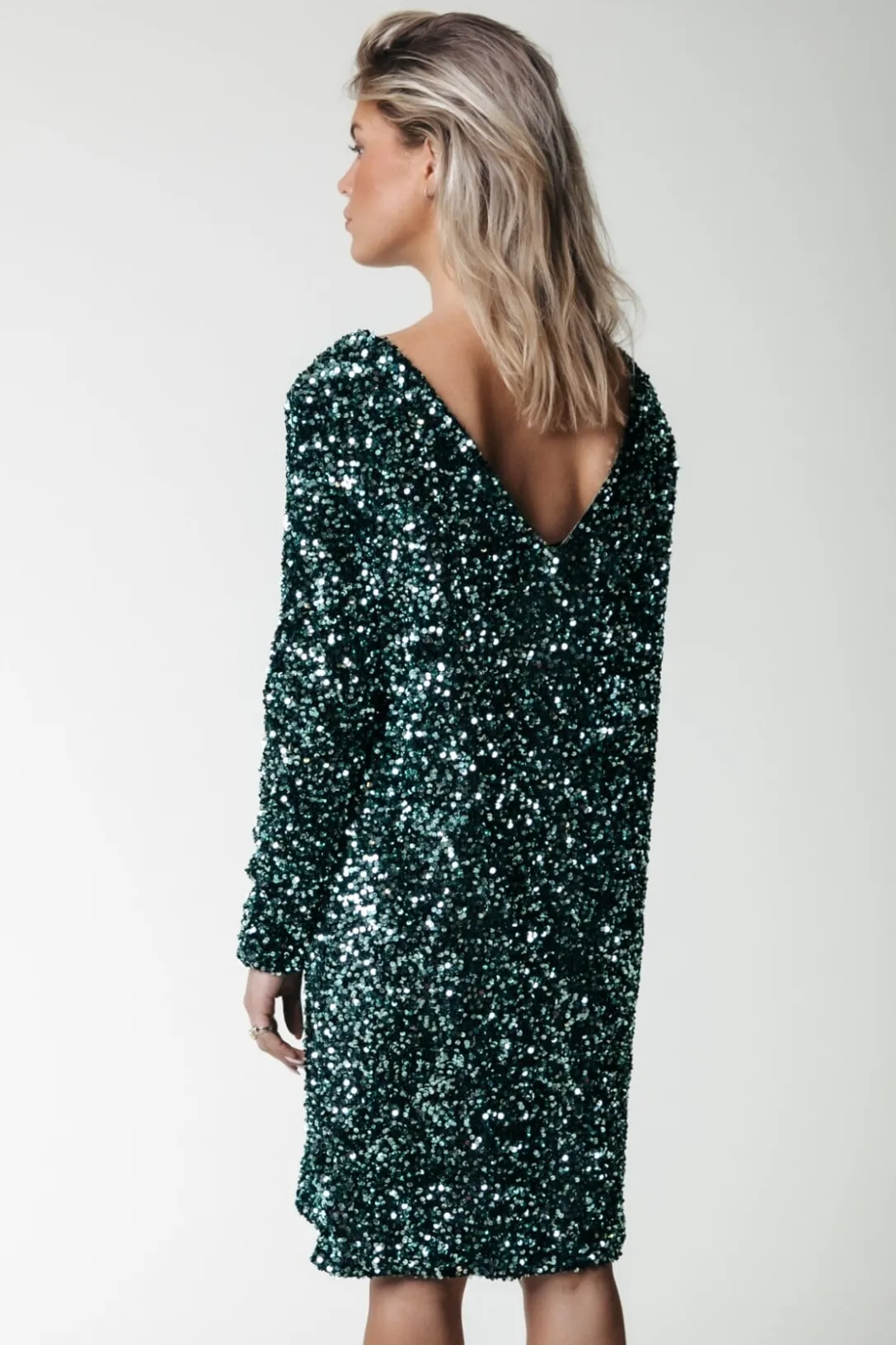 Colourful Rebel Jurken<Tina Sequins Dress | Scarab green