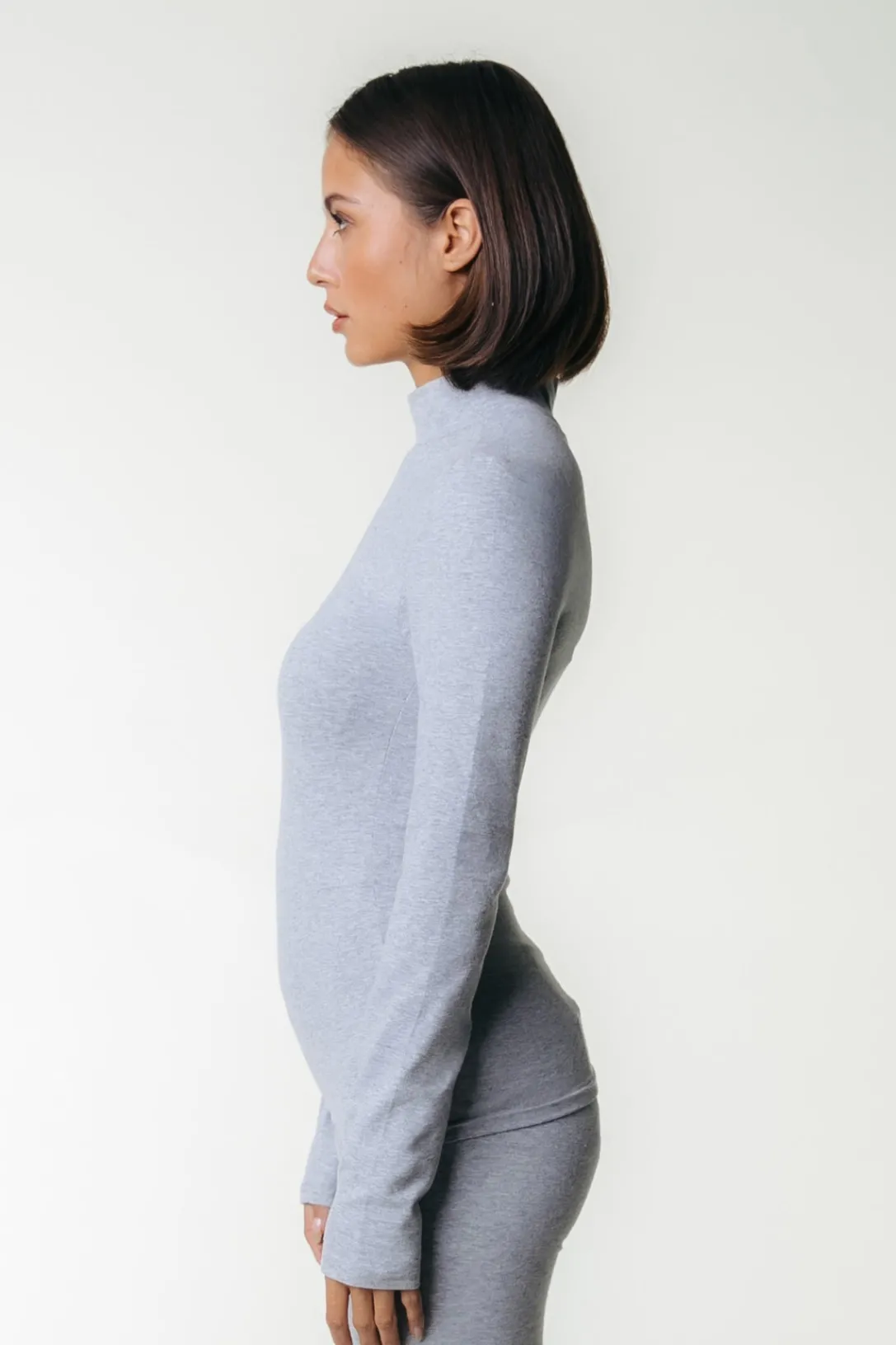 Colourful Rebel Tops<Uni Fitted Turtleneck Top | Medium grey melange