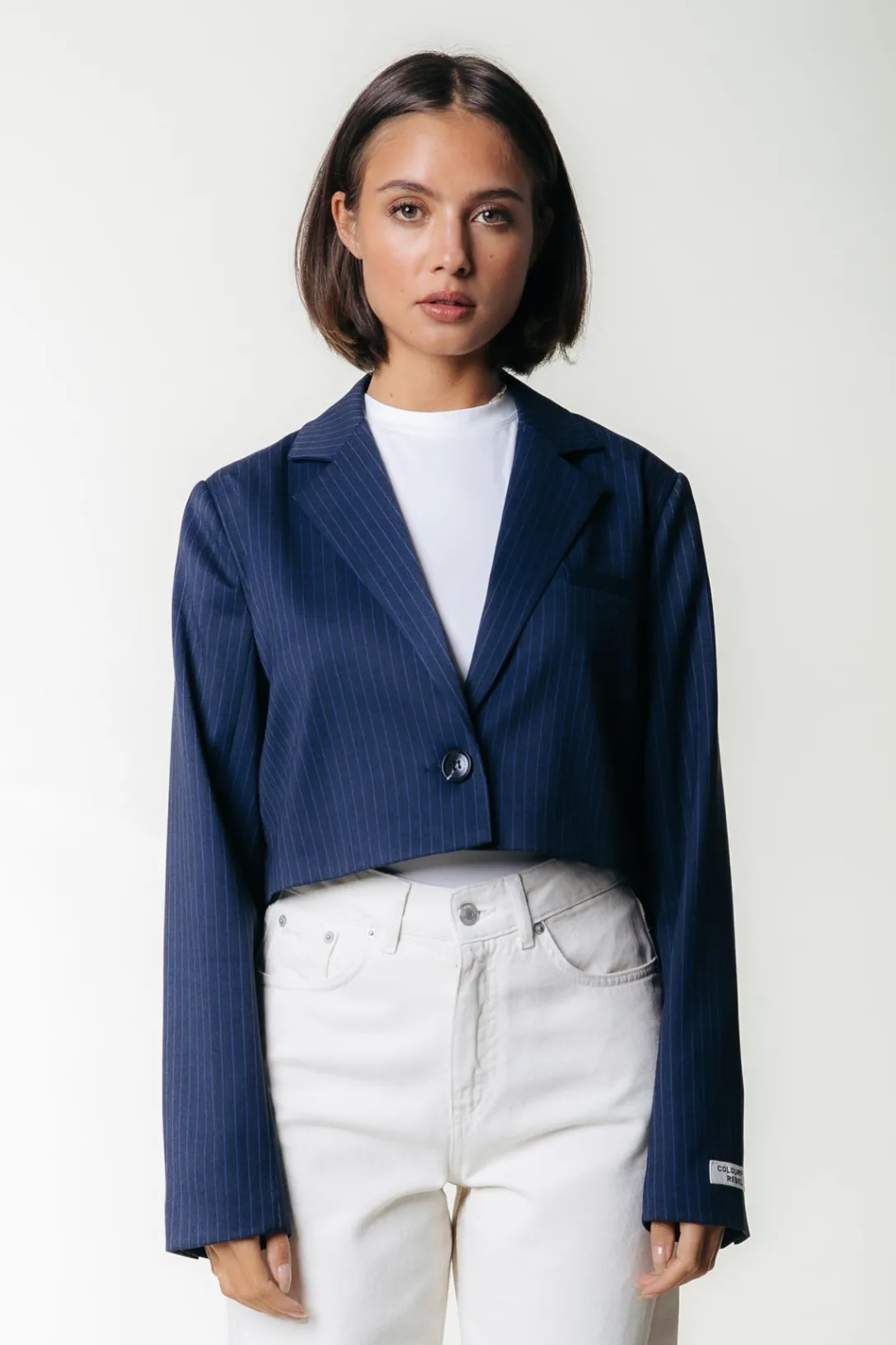 Colourful Rebel Blazers<Winoah Stripe Cropped Blazer | Dark blue